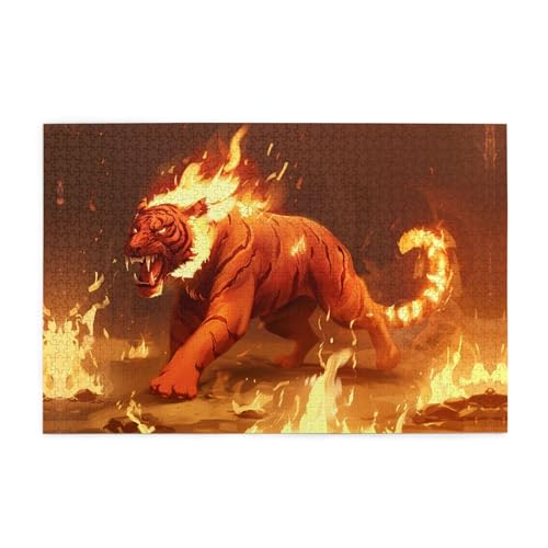 Puzzles1000 Teile BROLEO Tiger auf Feuer Druck Pädagogische Intellektuelle Holzpuzzles Lustige Puzzles Stressabbau Puzzles Puzzles1000 Teile BROLEO Tiger auf Feuer Druck Pädagogische Intellektuelle Holzpuzzles Lustige Puzzles Stressabbau Puzzles von BROLEO