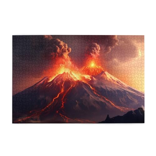 Puzzles1000 Teile BROLEO Vulkanausbrüche Druck Pädagogische Intellektuelle Holzpuzzles Lustige Puzzles Stressabbau Puzzles von BROLEO