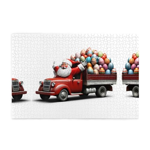 Puzzles1000 Teile BROLEO Weihnachtsmann und ein Wagen Ostereier drucken pädagogische intellektuelle Holzpuzzles, lustige Puzzles, Stressabbau-Puzzles von BROLEO