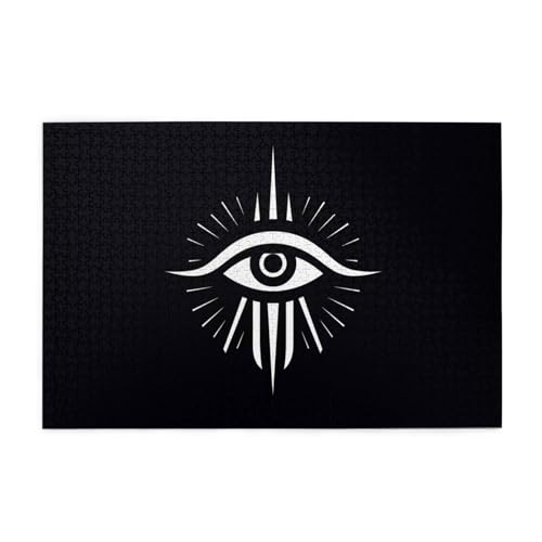 Puzzles1000 Teile BROLEO Weiße Linie Augen Druck Pädagogische Intellektuelle Holzpuzzles Lustige Puzzles Stressabbau Puzzles von BROLEO