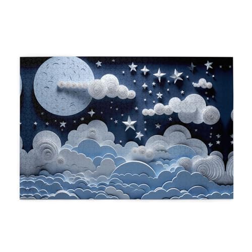 Puzzles1000 Teile BROLEO Weiße Wolken und Sterne drucken pädagogische intellektuelle Holzpuzzles, lustige Puzzles, Stressabbau-Puzzles Puzzles1000 Teile BROLEO Weiße Wolken und Sterne drucken pädagogische intellektuelle Holzpuzzles, lustige Puzzles, Stressabbau-Puzzles von BROLEO