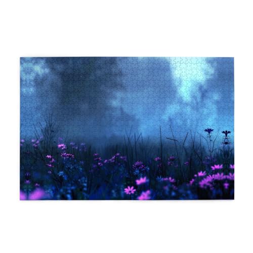 Puzzles1000 Teile BROLEO Wildblumen im Nachtfeld Druck Pädagogische Intellektuelle Holzpuzzles Lustige Puzzles Stressabbau Puzzles von BROLEO