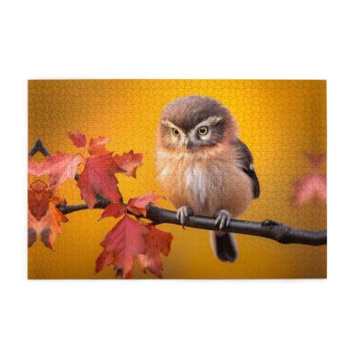 Puzzles1000 Teile BROLEO Winzige Eule Druck Pädagogische Intellektuelle Holzpuzzles Lustige Puzzles Stressabbau Puzzles von BROLEO