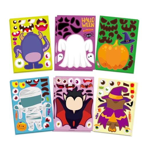 Halloween Aufkleber, 12 Bögen Halloween Party Spiele Aufkleber für Kinder Machen Sie Ihre eigenen Halloween Stickers, Kinder DIY Halloween Party Aktivitäten Halloween Deko Party Gefälligkeiten Halloween Aufkleber, 12 Bögen Halloween Party Spiele Aufkleber für Kinder Machen Sie Ihre eigenen Halloween Stickers, Kinder DIY Halloween Party Aktivitäten Halloween Deko Party Gefälligkeiten von BROMMAT