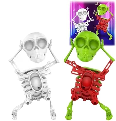 BRRDASJO Tanzendes und schwingendes 3D-Totenkopf Spielzeug, tanzendes Skelett Spielzeug mit Uhrwerk, bewegliche Skelette mit Mehreren Gelenken,als Spielzeug for Stressabbau.(2pcs-a) von BRRDASJO