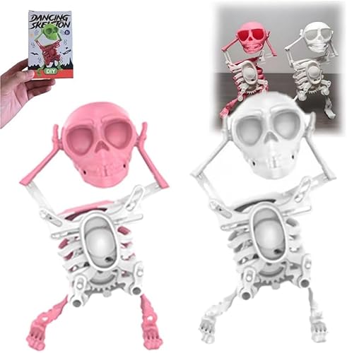 BRRDASJO Tanzendes und schwingendes 3D-Totenkopfspielzeug, tanzendes Skelettspielzeug mit schwingendem Uhrwerk, lustiges tanzendes Skelett, als Stressabbauspielzeug, Halloween-Dekoration.(2pcs-b) von BRRDASJO