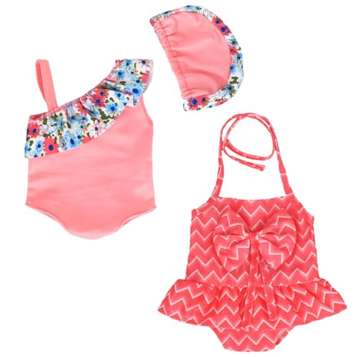 2 Stück Puppen Badeanzug,Baby Puppen Badekleidung Sommer,Rosa Niedliches Schwimmset für 35-45 cm/14-18 Inch New Born Baby Puppen, Puppenliebhaber von BRTNUP