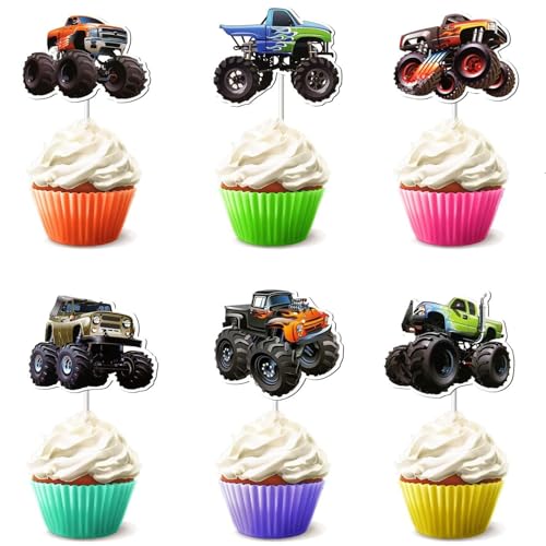 24 Stück Cupcake Topper, Geburtstag Kuchen Deko, Kuchen Deko Kinder, Cupcake Topper Dekoration, Dessert Deko für Birthday Party Supplies Feiern Party Events Baby Shower (Mountainbike) von BRTNUP
