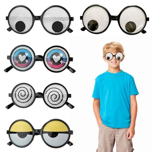 BRTNUP 5 Stück Lustige Brillen mit Wackelaugen,Schüttelt Augen Partybrillen für Erwachsene & Kinder, Spaßige Foto-Requisiten für Halloween, Kostümpartys und Events von BRTNUP
