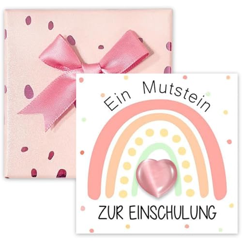 BRTNUP Mutstein für Kinder Einschulung, Glücksbringer mit Grußkarte, Schultüte Füllung Jungen und Mädchen, Glücksbringer Schulanfang, Geschenk Zur Einschulung, Mutmacher Schulanfang (Rosa Herzform) BRTNUP Mutstein für Kinder Einschulung, Glücksbringer mit Grußkarte, Schultüte Füllung Jungen und Mädchen, Glücksbringer Schulanfang, Geschenk Zur Einschulung, Mutmacher Schulanfang (Rosa Herzform) von BRTNUP