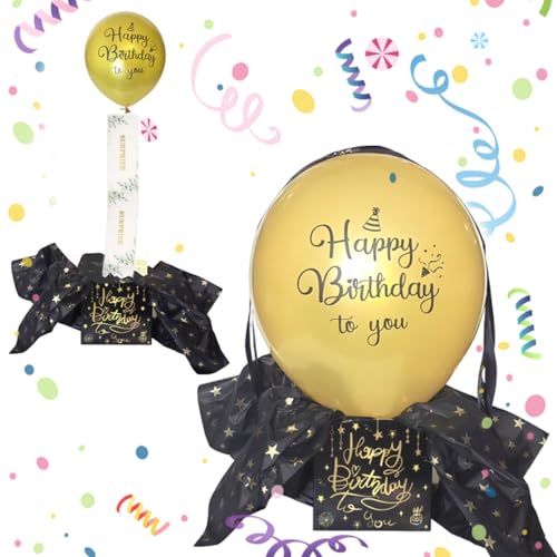 Geldgeschenke Geburtstag DIY Überraschungsbox mit Luftballons Pull Up,Geldgeschenke Verpackung,Lustige Geschenkbox für Geburtstagsfeier(Schwarzes Gold) von BRTNUP