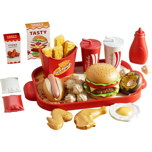 Kinderküche Spielküche Zubehör, Fast Food Spielzeug Set, Lebensmittel Spielzeug, Rollenspiele Kinder Ab 3, Lernspielzeug Kinder, KüchenzubehörKinder für Mädchen und Jungen Ab 3 Jahre von BRTNUP