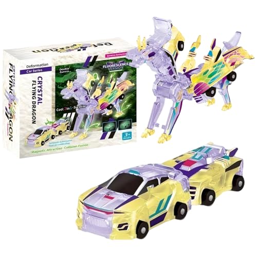 Transformierendes Auto,Einhorn Roboter,Magnet Spielzeug Kinder,2 Stück Autos verwandeln Sich in 1 Roboter, Kreatives Lernspielzeug ab 3 Jahre Jungen Mädchen (Farbig (nachtleuchtend)) von BRTNUP