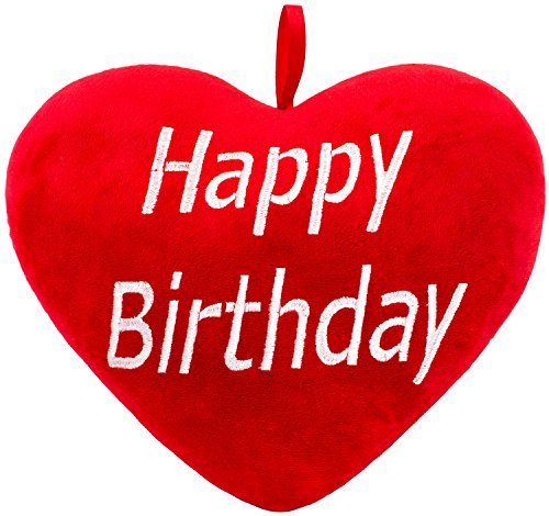 BRUBAKER Plüschkissen in Herzform - Happy Birthday - Rot 32 cm - Herzkissen Bestickt BRUBAKER Plüschkissen in Herzform - Happy Birthday - Rot 32 cm - Herzkissen Bestickt von BRUBAKER