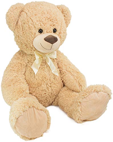 BRUBAKER XXL Teddybär 100 cm groß - Beige - Stofftier Plüschtier Kuscheltier von BRUBAKER