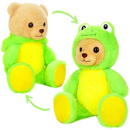 BRUBIES Teddy Frosch - 25 cm Teddybär im Froschkostüm mit Kapuze - Plüschtier für kuschelige Abenteuer - Kuscheltier Geschenk für Kinder von BRUBIES