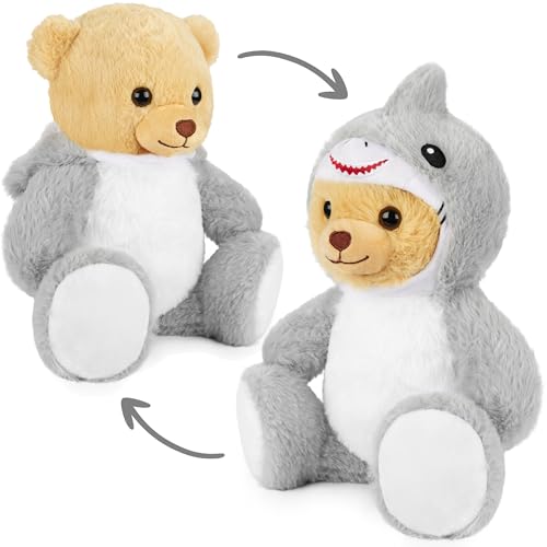 BRUBIES Teddy Hai - 25 cm Teddybär im Haikostüm mit Kapuze - Plüschtier für kuschelige Abenteuer - Kuscheltier Geschenk für Kinder - Grau BRUBIES Teddy Hai - 25 cm Teddybär im Haikostüm mit Kapuze - Plüschtier für kuschelige Abenteuer - Kuscheltier Geschenk für Kinder - Grau von BRUBIES