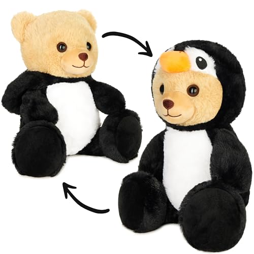 BRUBIES Teddy Pinguin - 25 cm Teddybär im Pinguinkostüm mit Kapuze - Plüschtier für kuschelige Abenteuer - Kuscheltier Geschenk für Kinder von BRUBIES