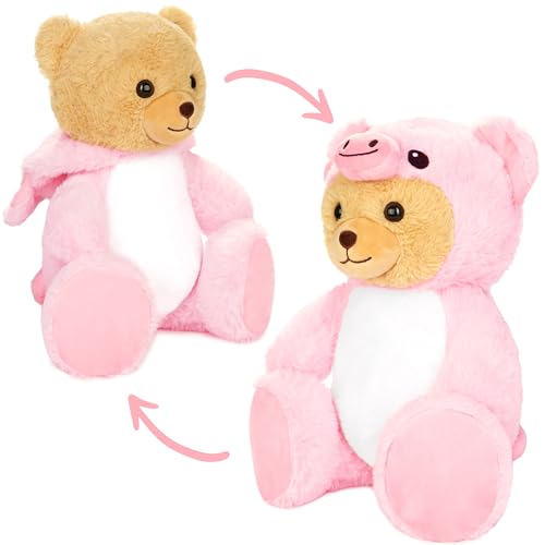 BRUBIES Teddy Ferkel - 25 cm Teddybär im Ferkelkostüm mit Kapuze - Plüschtier für kuschelige Abenteuer - Kuscheltier Geschenk für Kinder von BRUBAKER