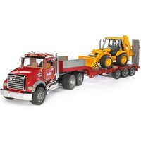 BRUDER 02813 MACK Granite LKW mit Tieflader und JCB 4CX Baggerlader von BRUDER DIE PROFI SERIE