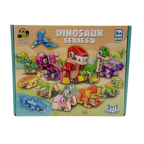 12 Stück Mini Bausteine Tiere Konstruktionsspielzeug, Mitgebsel Kindergeburtstag Gastgeschenke für Kinder, 3 IN 1 Baustein Spielzeug Geburtstag Party Geschenke-Dinosaurier von BRUKUSUR