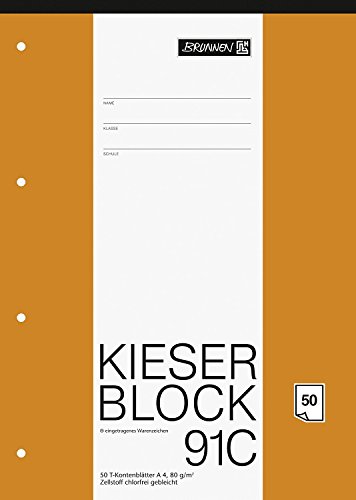 BRUNNEN 3 Stück 1042931 KIESER-Block T-Konten (A4, 50 Blatt, 10 T-Konten pro Seite, 80g/m², gelocht) von BRUNNEN