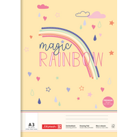 BRUNNEN 1047932222 Zeichenblock Magic Rainbow, A3, 20 Blatt, gelb/mehrfarbig von BRUNNEN