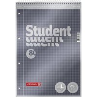 BRUNNEN 1067112 Collegeblock Premium Student Linkshänder A4 kariert, mit Randlinie innen und außen, Lin. 28 Deckblatt: anthrazit-metallic von BRUNNEN