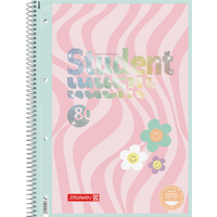 BRUNNEN 1067928422 Collegeblock Premium Student Happy Hippie, A4, Lineatur 28, 80 Blatt, rosa/mint von BRUNNEN