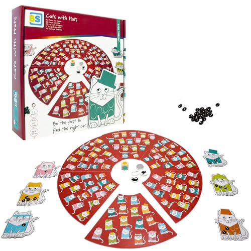 BS Toys Cats and Hats Board Game - Kinderspielzeug für drinnen - 2-6 Spieler - Spielzeug für 6 Jahre und älter von BS Toys