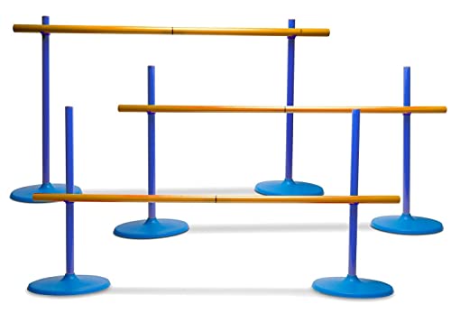 BS Toys Hürden Spiele - Hindernisse für Kinder zum Springen - Parkour kinder draußen - eignet sich für Indoor und Outdoor - ab 6 jahre - hürden leichtathletik Verstellbar - Blau - 102 x 2 x 56 cm von BS Toys