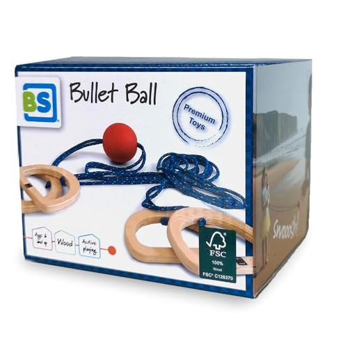BS Toys Bullet Ball - Outdoor Spaßspiel für Kinder und Erwachsene - Nachhaltiges Holzspielzeug - Geeignet für Familien, Partys, und mehr - Inklusive 2m Seil - Ab 3 Jahren von BS Toys