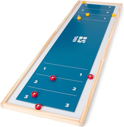 BS Toys Shuffleboard - Schiebebrettspiel aus FSC-Holz - Lustiges Indoor Curling Set für Kinder & Familie - Tisch-Curling Spiel - Geschicklichkeitsspiel ab 6 Jahren von BS Toys