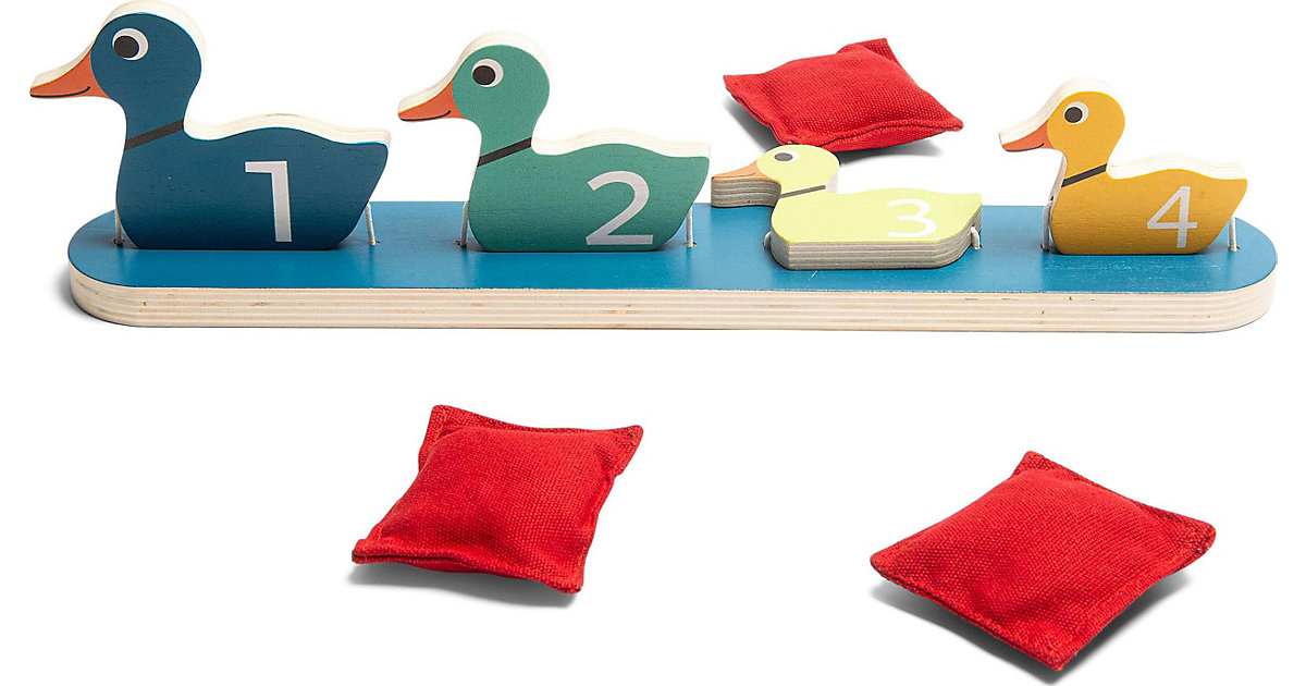 Dosenwerfen, Enten in einer Reihe mehrfarbig von BS Toys