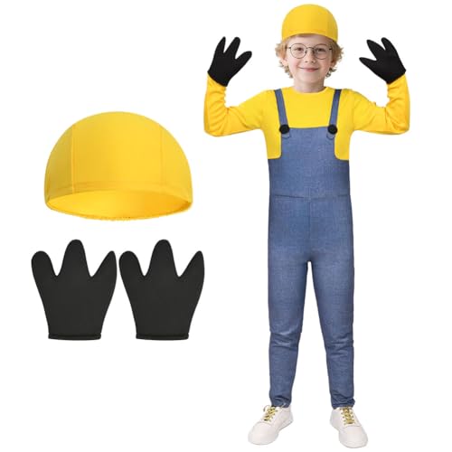 BSBUY Cosplay Kostüm Set 3Pcs Minion Cosplay mit Mütze Hose Handschuhe Minion Costume Set Junge Mädchen Film Kostüm für Kinder Outfit Kostüm für Halloween Karneval Cosplay Party Faschingskostüme(Gelb) BSBUY Cosplay Kostüm Set 3Pcs Minion Cosplay mit Mütze Hose Handschuhe Minion Costume Set Junge Mädchen Film Kostüm für Kinder Outfit Kostüm für Halloween Karneval Cosplay Party Faschingskostüme(Gelb) von BSBUY