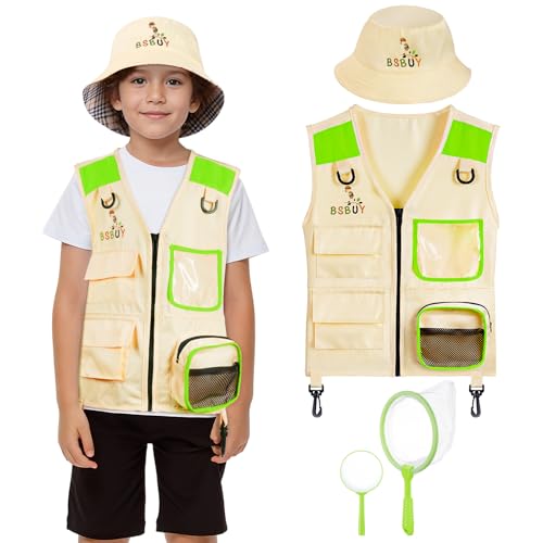 BSBUY Forscherset für Kinder 4Pcs Exploration Spielzeug mit Frachtweste Hut Insektennetz und Lupe Outdoor Spielzeug für Natur Erforschen Camping Forscher Safari Entdecker Set Jungen Mädchen Grasgrün BSBUY Forscherset für Kinder 4Pcs Exploration Spielzeug mit Frachtweste Hut Insektennetz und Lupe Outdoor Spielzeug für Natur Erforschen Camping Forscher Safari Entdecker Set Jungen Mädchen Grasgrün von BSBUY