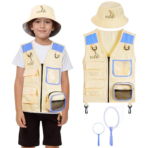 BSBUY Forscherset für Kinder 4Pcs Exploration Spielzeug mit Frachtweste Hut Insektennetz und Lupe Outdoor Spielzeug für Natur Erforschen Camping Forscher Safari Entdecker Set Jungen Mädchen Blau BSBUY Forscherset für Kinder 4Pcs Exploration Spielzeug mit Frachtweste Hut Insektennetz und Lupe Outdoor Spielzeug für Natur Erforschen Camping Forscher Safari Entdecker Set Jungen Mädchen Blau von BSBUY