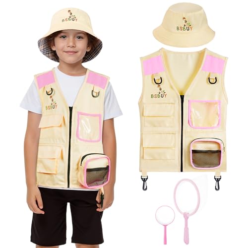 BSBUY Forscherset für Kinder 4Pcs Exploration Spielzeug mit Frachtweste Hut Insektennetz und Lupe Outdoor Spielzeug für Natur Erforschen Camping Forscher Safari Entdecker Set für Jungen Mädchen Rosa BSBUY Forscherset für Kinder 4Pcs Exploration Spielzeug mit Frachtweste Hut Insektennetz und Lupe Outdoor Spielzeug für Natur Erforschen Camping Forscher Safari Entdecker Set für Jungen Mädchen Rosa von BSBUY