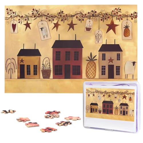 Beige Braun Haus und Obst Holzpuzzles für Erwachsene 1000 Teile Personalisiertes Puzzle Interessante benutzerdefinierte Fotopuzzles Geschenk für Feiertag Geburtstag Hochzeit Jahrestag von BSCKKDMN