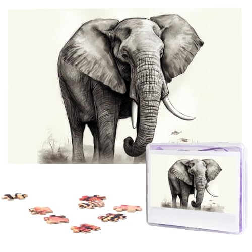 Elephant Sketch Wooden Puzzles for Adults 1000 Pieces Personalized Jigsaw Puzzle Interessant Custom Photo Puzzles Gift for Holiday Birthday Wedding Anniversay von BSCKKDMN