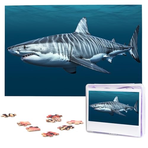 Great White Shark Wooden Puzzles for Adults 1000 Pieces Personalized Jigsaw Puzzle Interessant Custom Photo Puzzles Gift for Holiday Birthday Wedding Anniversay von BSCKKDMN