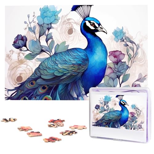 Holzpuzzle mit Blumenmuster, Pfau für Erwachsene, 1000 Teile, interessantes personalisiertes Puzzle, Foto-Puzzle, Geschenk für Urlaub, Geburtstag, Hochzeit, Jubiläum Holzpuzzle mit Blumenmuster, Pfau für Erwachsene, 1000 Teile, interessantes personalisiertes Puzzle, Foto-Puzzle, Geschenk für Urlaub, Geburtstag, Hochzeit, Jubiläum von BSCKKDMN