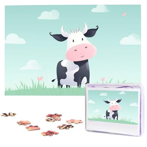 Holzpuzzle mit Kuh-Hintergrund für Erwachsene, 1000 Stück, interessante personalisierte Puzzle, Foto-Puzzle, Geschenk für Urlaub, Geburtstag, Hochzeit, Jubiläum von BSCKKDMN