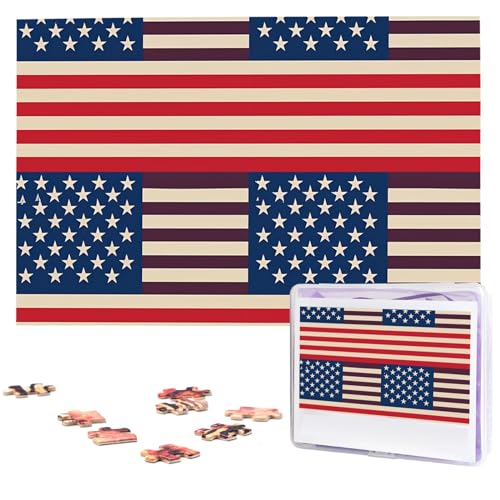 Holzpuzzle mit amerikanischen Flaggen für Erwachsene, 1000 Teile, interessante personalisierte Puzzle, Foto-Puzzle, Geschenk für Urlaub, Geburtstag, Hochzeit, Jubiläum von BSCKKDMN