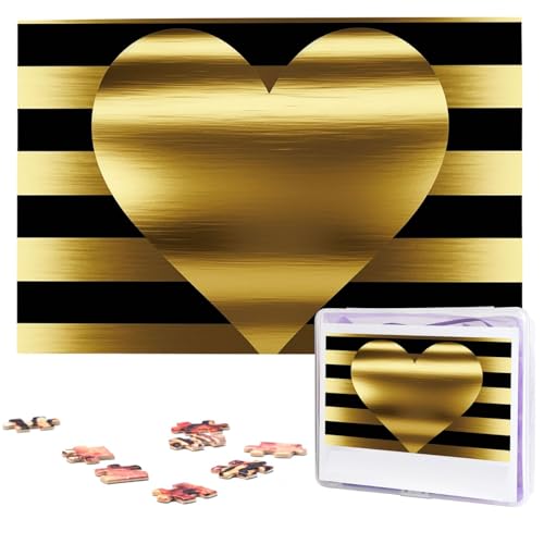 Holzpuzzle mit goldenen Herzstreifen für Erwachsene, 1000 Teile, interessantes personalisiertes Puzzle, personalisierte Fotopuzzle, Geschenk für Urlaub, Geburtstag, Hochzeit Holzpuzzle mit goldenen Herzstreifen für Erwachsene, 1000 Teile, interessantes personalisiertes Puzzle, personalisierte Fotopuzzle, Geschenk für Urlaub, Geburtstag, Hochzeit von BSCKKDMN