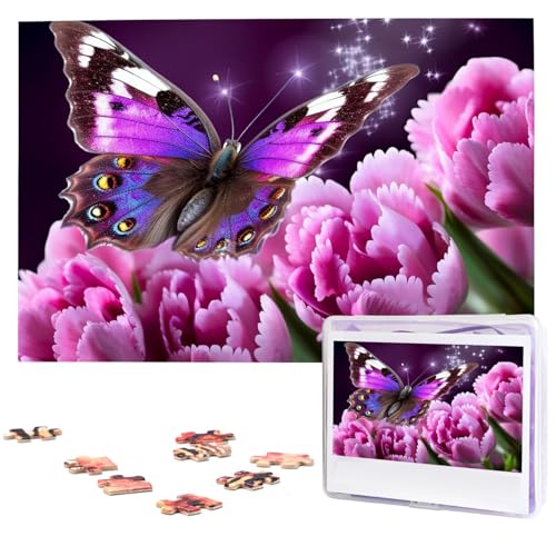 Lila Blumen Schmetterling Holzpuzzle für Erwachsene, 1000 Stück, interessante personalisierte Puzzle, Foto-Puzzle, Geschenk für Urlaub, Geburtstag, Hochzeit, Jubiläum Lila Blumen Schmetterling Holzpuzzle für Erwachsene, 1000 Stück, interessante personalisierte Puzzle, Foto-Puzzle, Geschenk für Urlaub, Geburtstag, Hochzeit, Jubiläum von BSCKKDMN