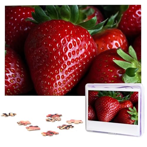 Rotes Erdbeerholzpuzzle für Erwachsene, 1000 Teile, interessantes Puzzle, personalisierte Fotopuzzle, Geschenk für Urlaub, Geburtstag, Hochzeit, Jahrestag von BSCKKDMN