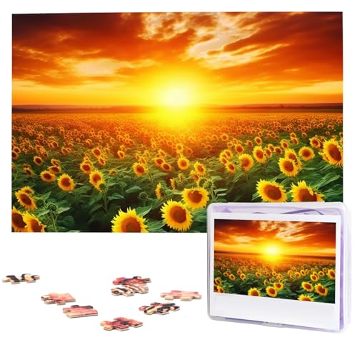 Traumhafter Sonnenuntergang eines Sonnenblumenfeldes Holzpuzzles für Erwachsene, 1000 Teile, personalisiertes Puzzle, interessante individuelle Fotopuzzles, Geschenk für Feiertage, Geburtstag Traumhafter Sonnenuntergang eines Sonnenblumenfeldes Holzpuzzles für Erwachsene, 1000 Teile, personalisiertes Puzzle, interessante individuelle Fotopuzzles, Geschenk für Feiertage, Geburtstag von BSCKKDMN