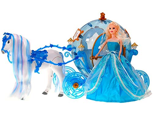 Princess Puppe - Aschenputtel Puppe mit Pferd und Wagen - Blau von BSD