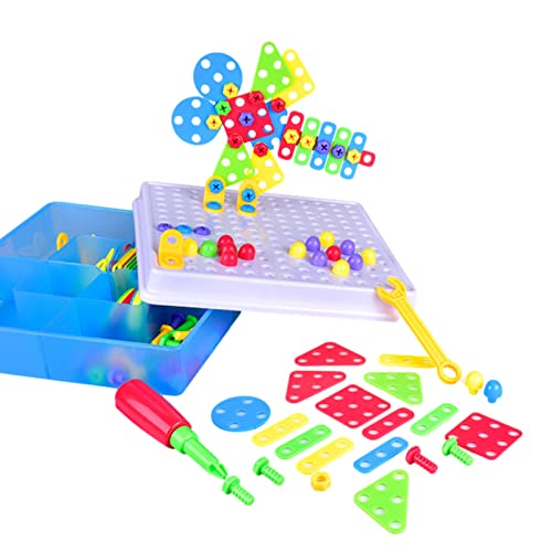 BSEID Bausätze mit Spielzeugbohrer, Montagebohrer für Puzzle, Bauspielzeug, wiederverwendbar, mit Bohrer, Schraubendreher, Brett von BSEID